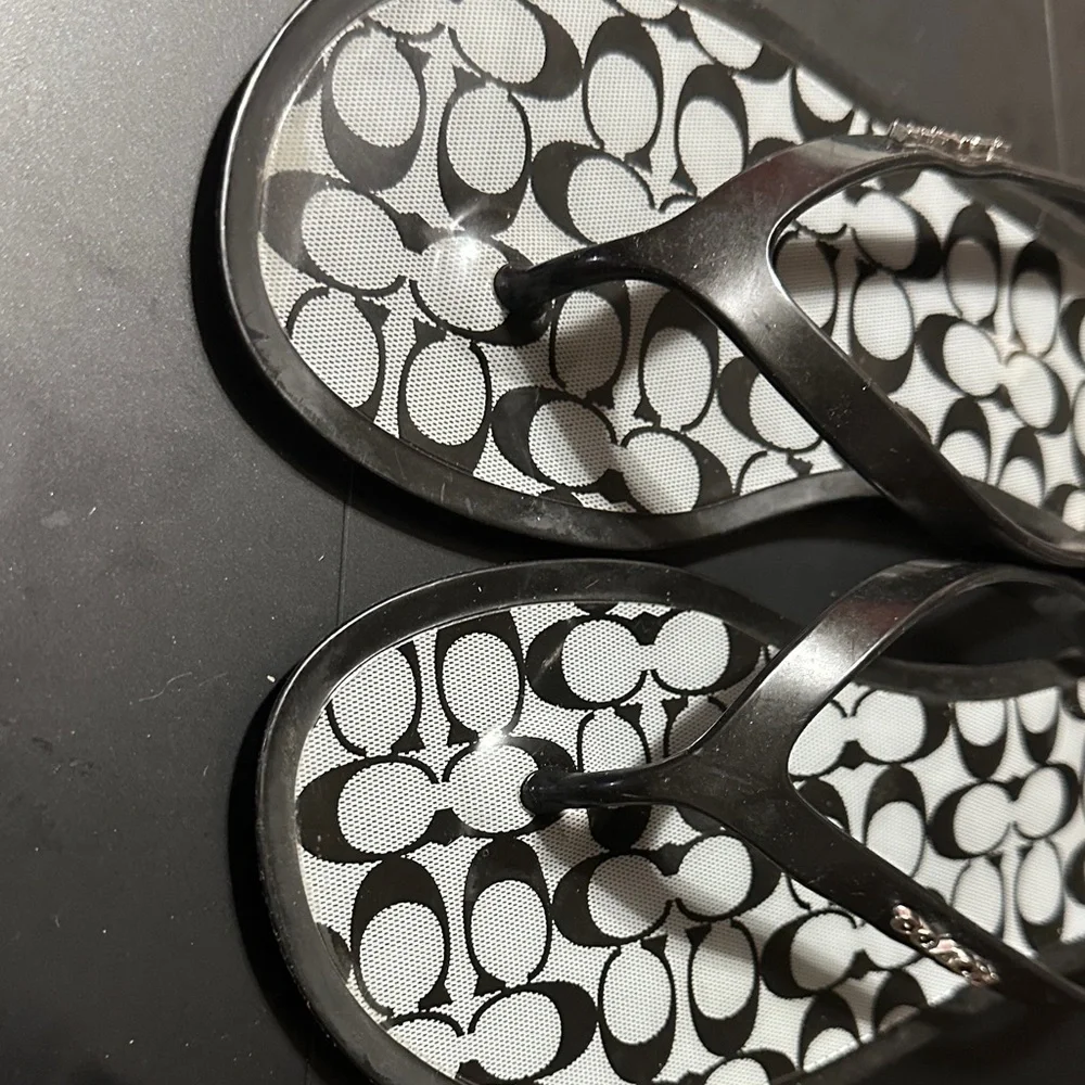 Coach LYRA Women Black and White Sandals Jelly Size 6 - Picture 4 of 9